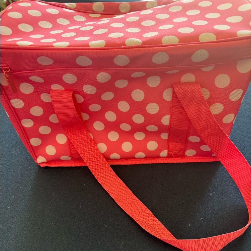 Kate Spade Pink &White insulated tote with Polka Dots, sturdy zipper /handles💗🤍💗 - Picture 10 of 14
